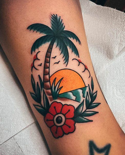 Simple Palm Tree Tattoo For Women