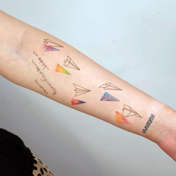 Simple Paper Airplane Tattoo For Women