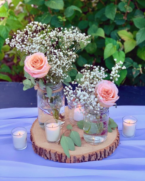 Simple Peach Roses Wedding Decorations