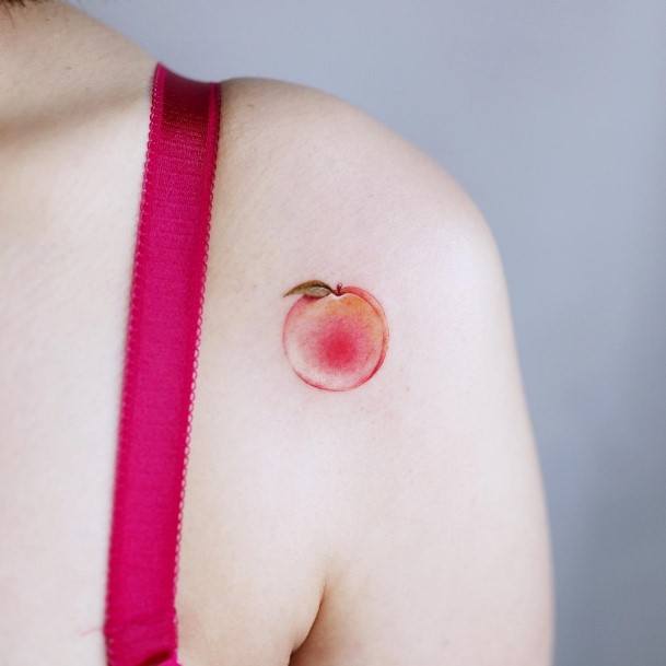 Simple Peach Tattoo For Women