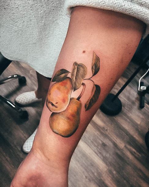 Simple Pear Tattoo For Women