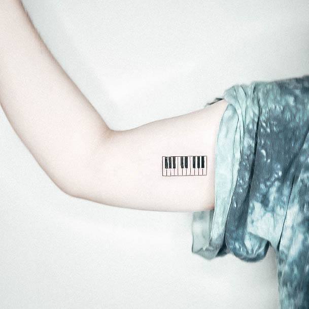 Simple Piano Tattoo For Women