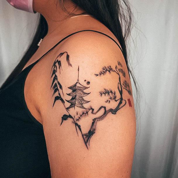 Simple Pine Tree Tattoo For Women