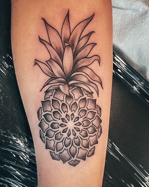 Simple Pineapple Tattoo For Women