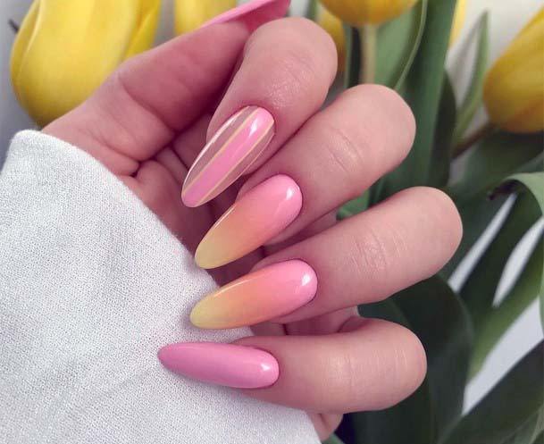 Simple Pink Ombre Long Nail Designs