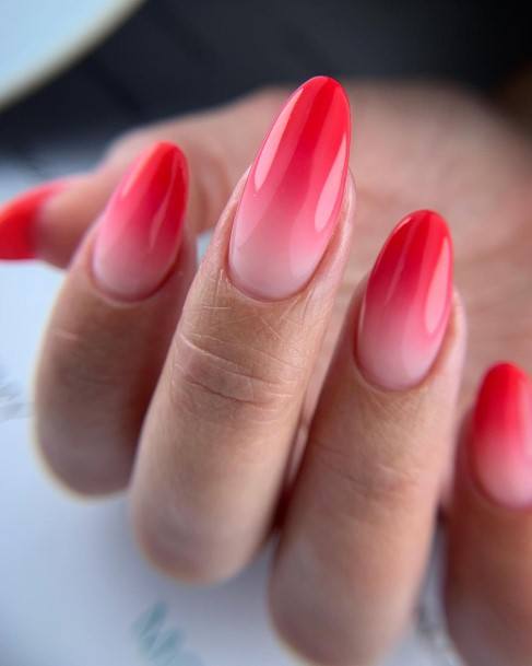 Simple Pink Ombre Nail For Women