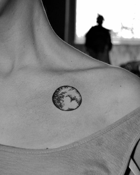 Simple Pluto Tattoo For Women