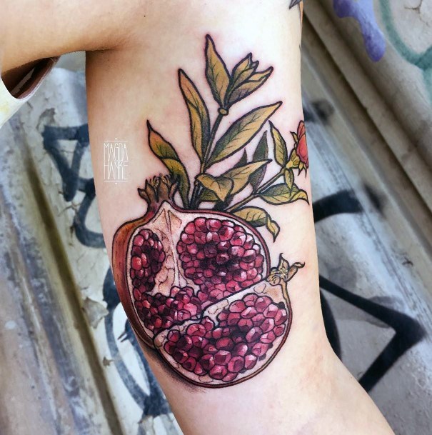 Simple Pomegranate Tattoo For Women