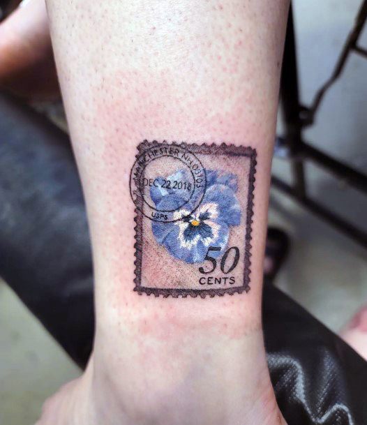 Simple Postage Stamp Tattoo For Women