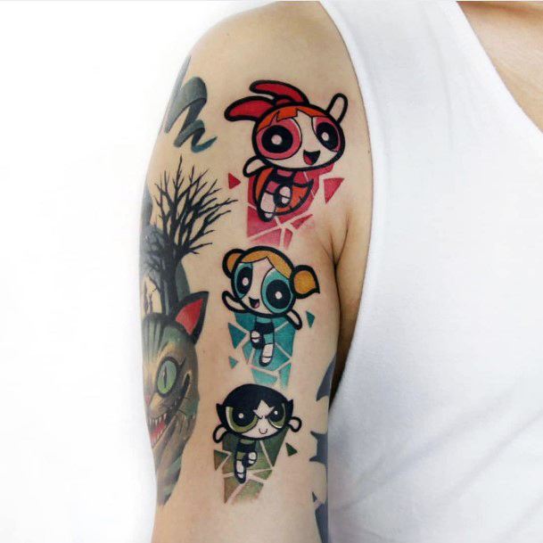 Simple Powerpuff Girls Bubbles Tattoo For Women