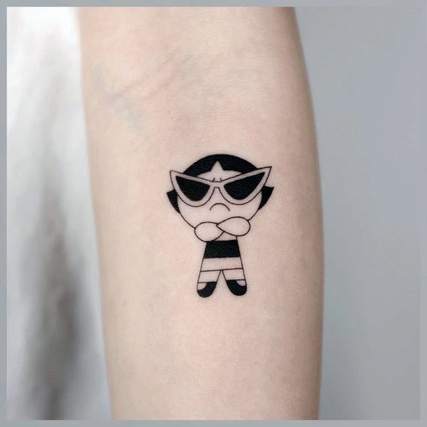 Simple Powerpuff Girls Buttercup Tattoo For Women