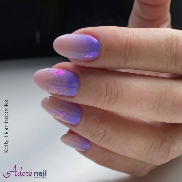 Simple Purple Ombre Nail For Women