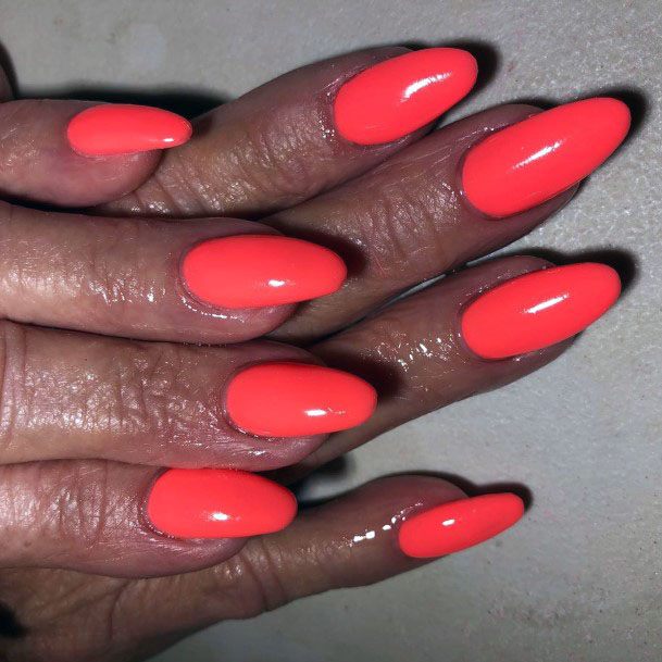 Simple Radient Flourescent Orange Citrus Nail Inspiration For Girls