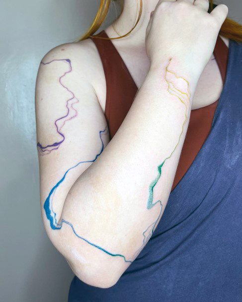 Simple Rainbow Tattoo For Women