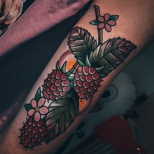 Simple Raspberry Tattoo For Women