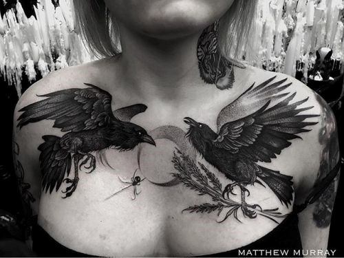 Simple Raven Tattoo For Women