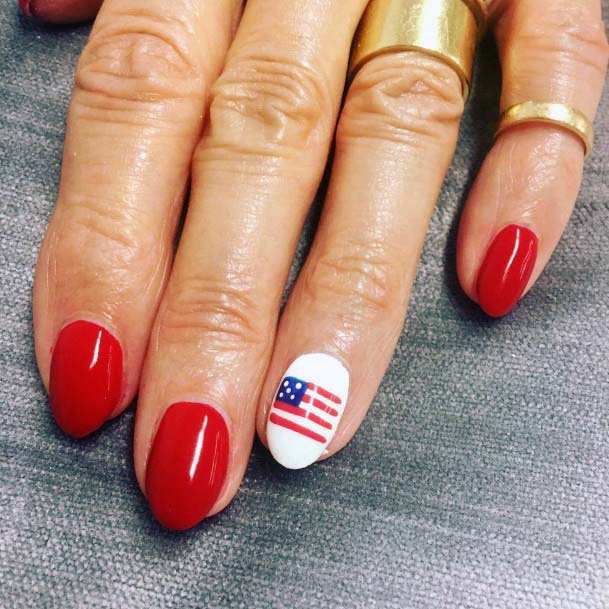 Simple Red 4th Of July Nails