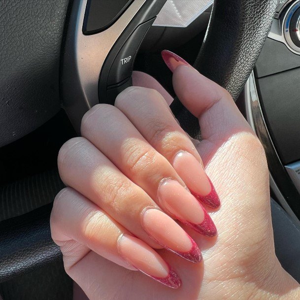 Simple Red French Tip Nail For Women