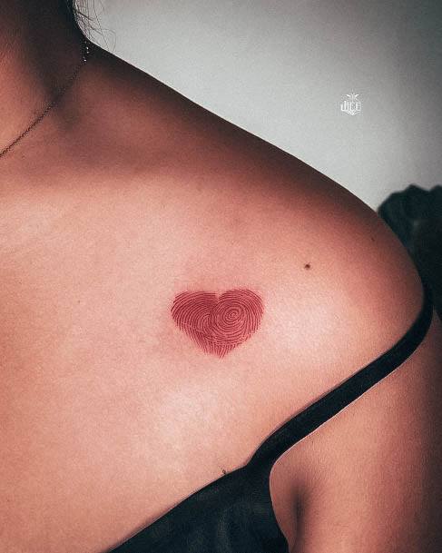 Simple Red Ink Tattoo For Women