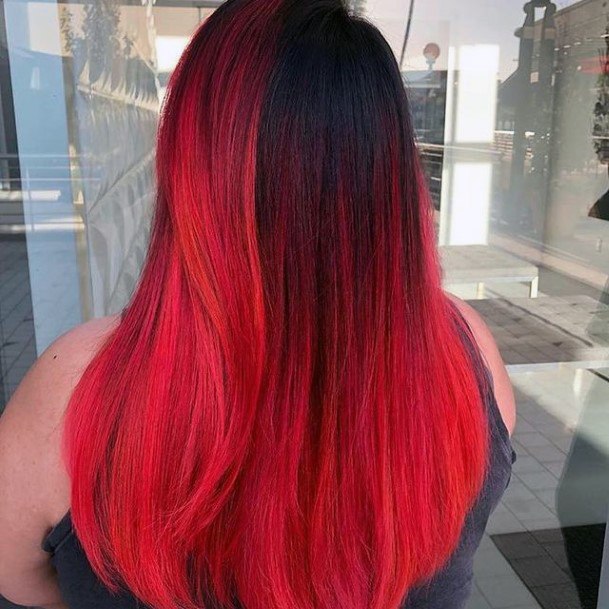 Simple Red Ombre Hairstyles For Women