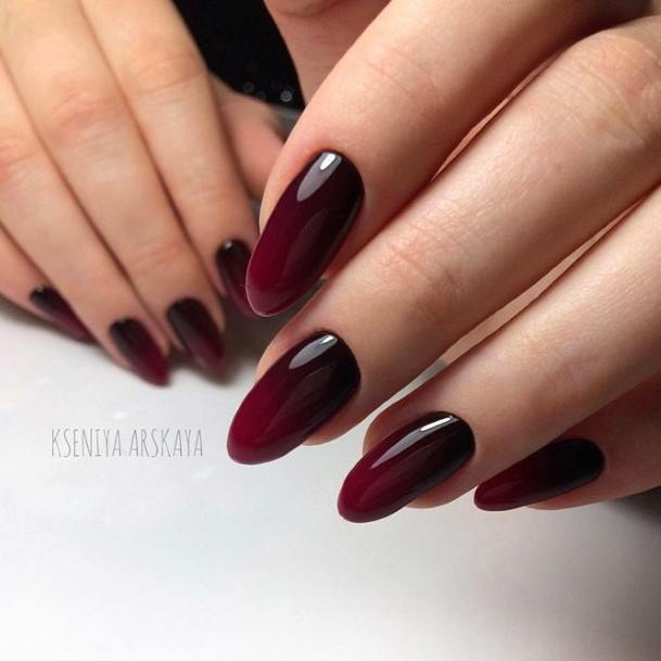 Simple Red Ombre Nail For Women