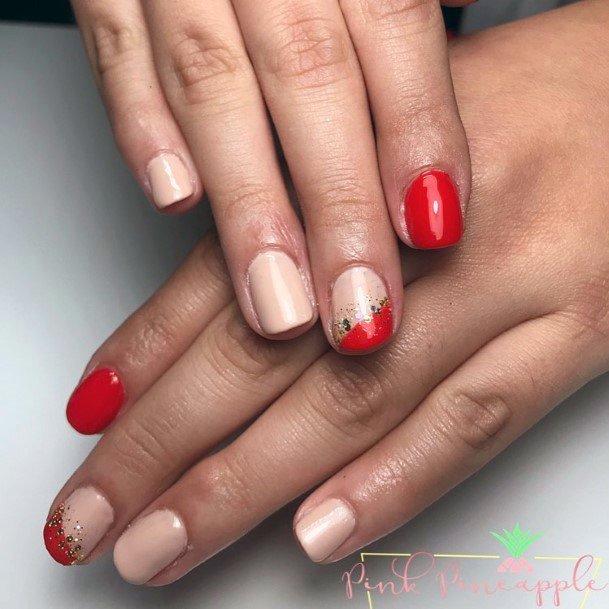 Simple Red Orange Nails For Women