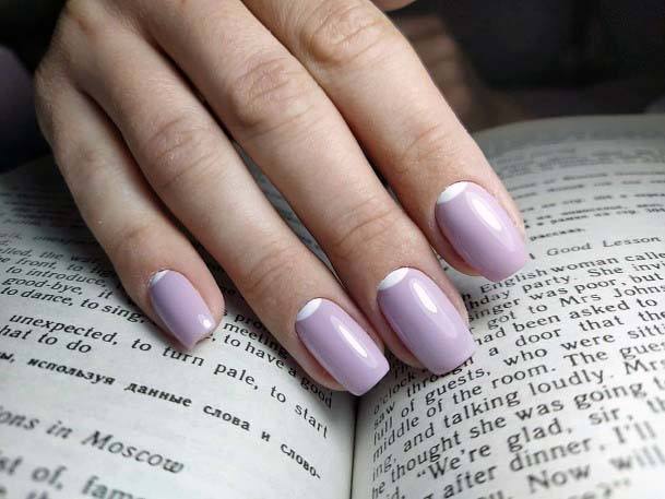 Simple Reverse French Tipped Lavendar Nails