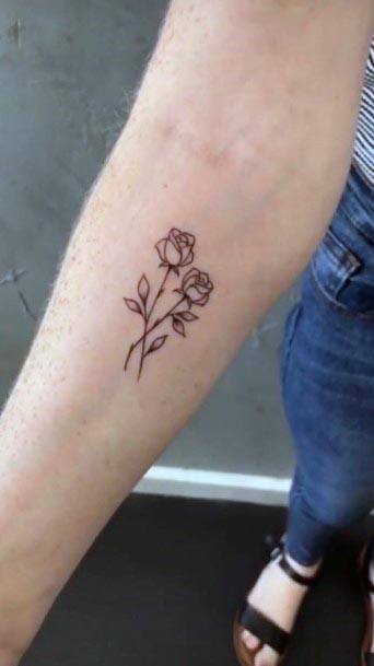 Simple Rose Tattoo Womens Forearms