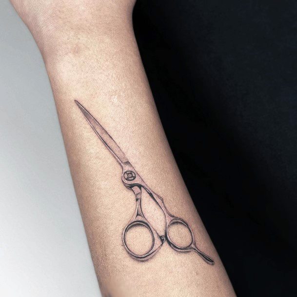 Simple Scissors Tattoo For Women