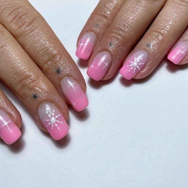 Simple Short Pink And White Nail For Women