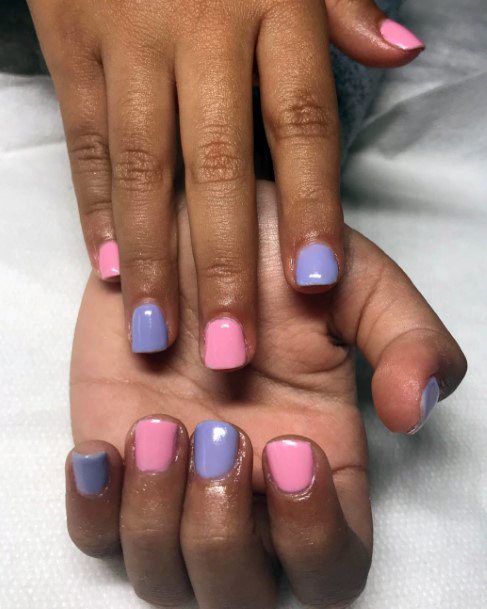 Simple Short Pink Purple Nail Ideas For Women