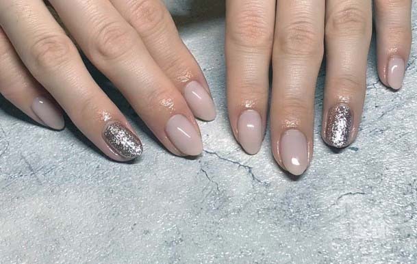 Simple Silver Accented Nails