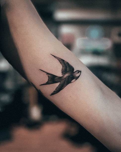 Simple Small Sparrow Tattoo For Women