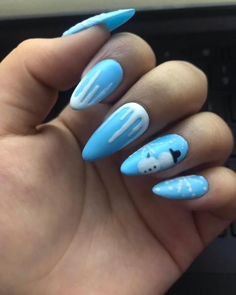 Simple Snowman Nail For Women