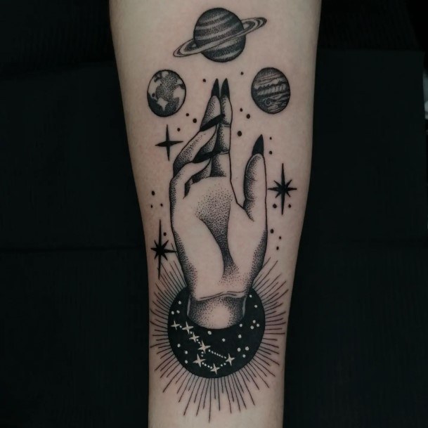 Simple Space Tattoo For Women