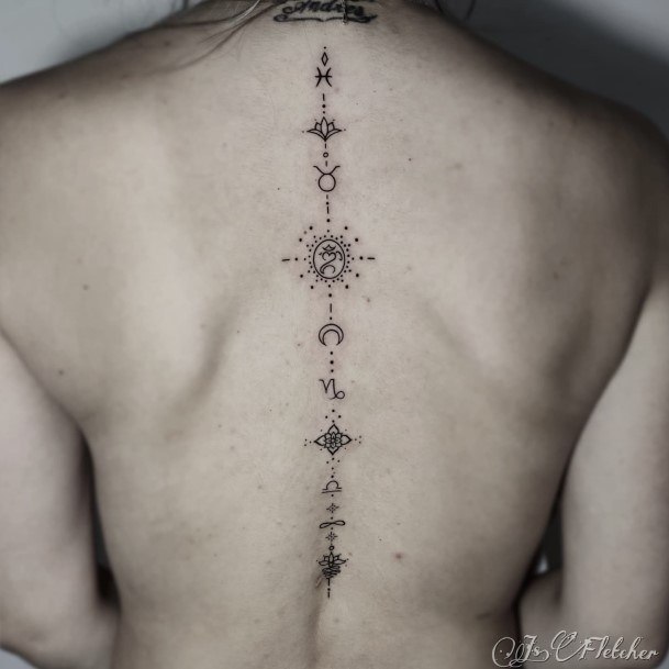 Simple Spine Ladies Capricorn Tattoo Ideas