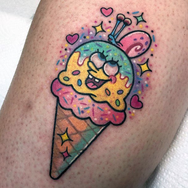 Simple Spongebob Tattoo For Women