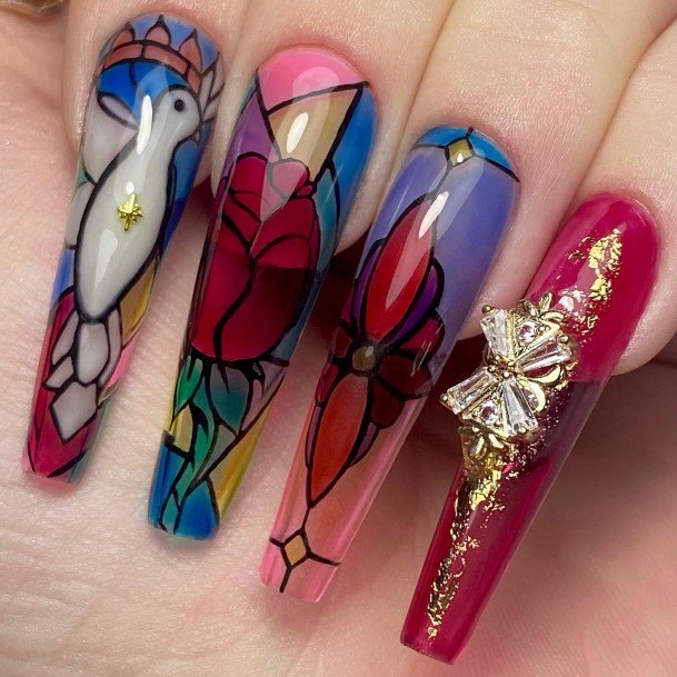 Simple Stained Glass Nail For Women