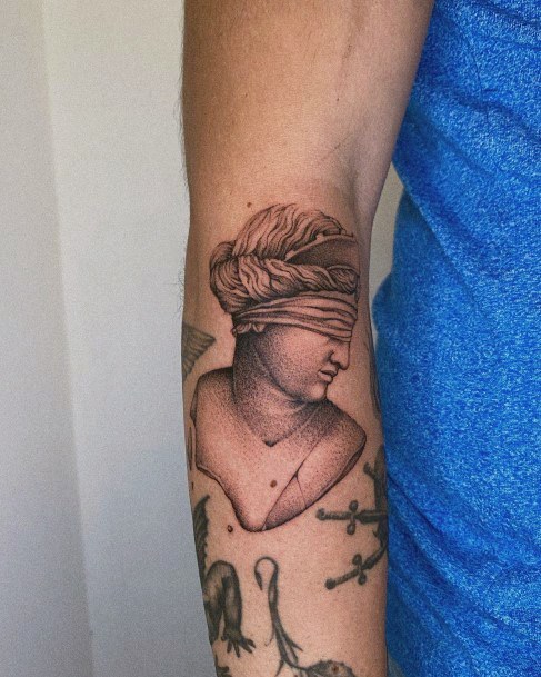 Simple Statue Tattoo For Women