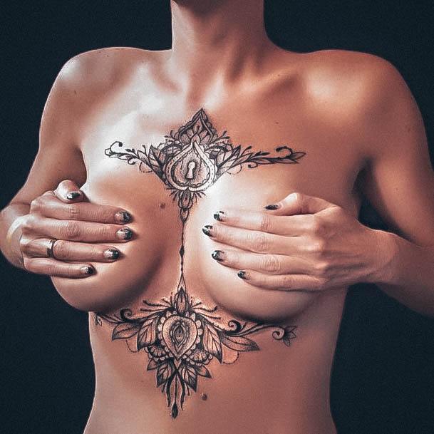 Simple Sternum Tattoo For Women