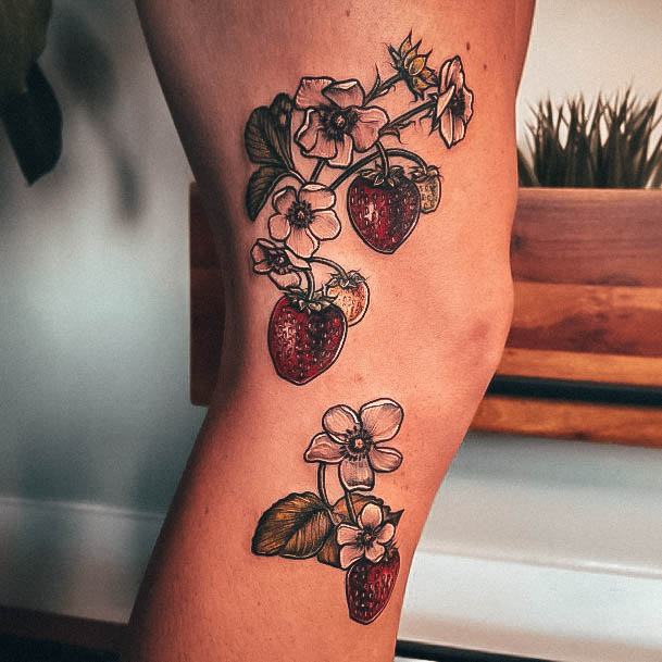 Simple Strawberry Tattoo For Women