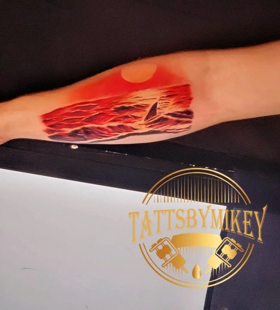 Simple Sunset Sunrise Tattoo For Women