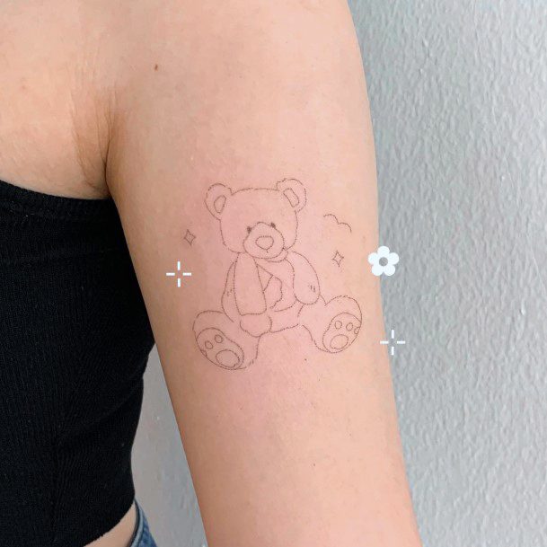 Simple Teddy Bear Tattoo For Women
