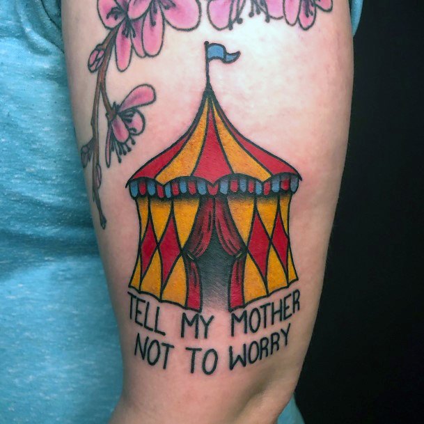 Simple Tent Tattoo For Women