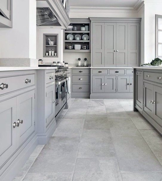 Simple Traditional Kitchen Flooring Ideas Tile Beige Grey