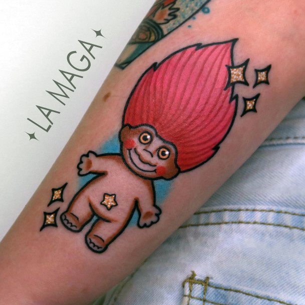 Simple Troll Doll Tattoo For Women