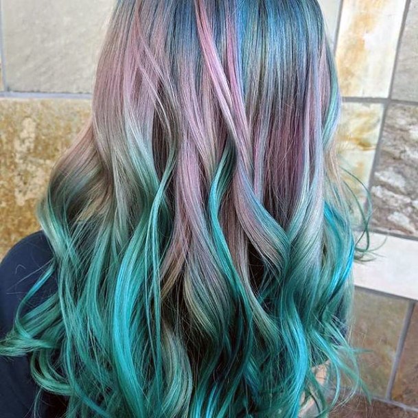 Simple Turquoise Ombre Hairstyles For Women