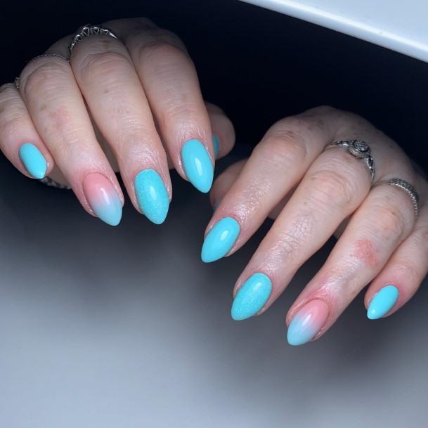 Simple Turquoise Ombre Nail For Women