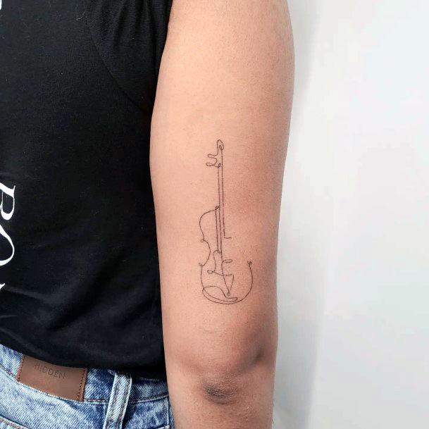 Simple Violin Tattoo For Women