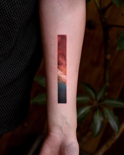 Simple Volcano Tattoo For Women